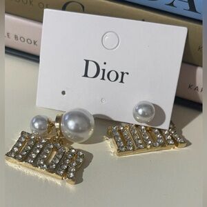 Dior Gold and Silver Crystal Earrings